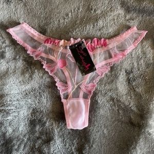 PINK ** Embroidered G-string/Thong. Sheer BRIDAL G-String. Sexy sheer T…